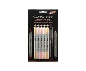 Copic Ciao Ensemble comprenant 5 Marqueurs double pointeTeintes chair / 1 Stylo noir 0.3