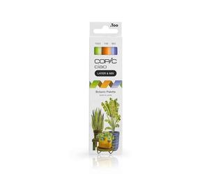 COPIC Ciao LAYER & MIX « Botanic Palette », Set de marqueurs de 3 couleurs différentes, marqueur de mise en page avec une pointe moyenne et une pointe brosse.