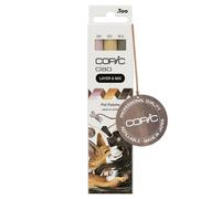 COPIC Ciao LAYER & MIX « Pet Palette », Set de marqueurs de 3 couleurs différentes, marqueur de mise en page avec une pointe moyenne et une pointe brosse.