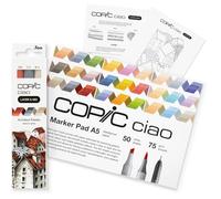 COPIC Ciao LAYER & MIX Starter Set « Architect », Set de marqueurs avec 3 couleurs, papier marqueur et modèle de dessin à copier, incl. Fiche d'exercices de prise en main