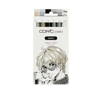 Copic Ciao MANGA Set Comics, set de marqueurs avec 3 nuances de gris assorties, comprenant un marqueur peinture blanc, 2 Multiliner 0,3 et 0,5 mm en noir, Twin Marker
