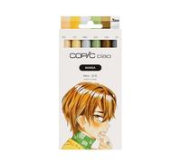 Copic Ciao MANGA Set Hiro, set de marqueurs comprenant 5 nuances chaudes de jaune et de brun, dont 1 Multiliner 0,3 mm gris, Twin Marker avec une pointe moyenne et une pointe pinceau