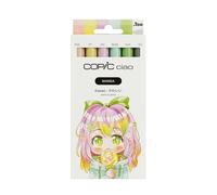 Copic Ciao MANGA Set Kawaii, set de marqueurs comprenant 5 nuances délicates de rose et de vert menthe, 1 Multiliner 0,3 mm marron, un marqueur double avec une pointe moyenne et une pointe pinceau