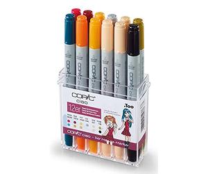 COPIC Ciao Manga Set « Uniformes scolaires », set de 12 dans un présentoir en acrylique, Twin Marker avec une pointe moyenne et une pointe brush