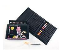 COPIC Ciao Set de 12 marqueurs à encre à alcool permanente double pointe, pointe pinceau ultra souple et large biseautée, rechargeable - Set Manga Sorcière + Trousse de rangement
