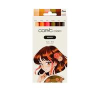 Copic Ciao Manga Yumi Lot de 5 marqueurs de couleur marron rouge et vert discret avec 1 stylo multiple 0,3 mm en bordeaux, double marqueur avec une pointe moyenne et une pointe pinceau