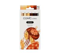 Copic Ciao PORTRAIT Set Amber Glow, 5 tons de beige et de sable, y compris 1 Multiliner 0,3 mm en brun, Twin Marker avec une pointe moyenne et une pointe Brush