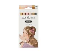 Copic Ciao PORTRAIT Set Pastel Elegance, 5 couleurs pastel y compris 1 Multiliner 0,3 mm en gris chaud, Twin Marker avec une pointe moyenne et une pointe Brush