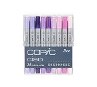 COPIC Ciao Set « 36 Colors A », 36 pièces dans un présentoir en acrylique, Twin Marker avec une pointe de largeur moyenne et une pointe Brush