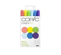 COPIC Ciao Set « Brights », 6 marqueurs Twin avec une pointe moyenne et une pointe Brush