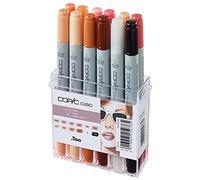 Copic Ciao Set de 12 marqueurs à encre à alcool permanente double pointe, pointe pinceau ultra souple et large biseautée, rechargeable - Set Couleurs Portrait