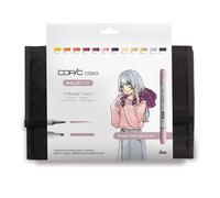 COPIC Ciao Set de 12 marqueurs à encre à alcool permanente double pointe, pointe pinceau ultra souple et large biseautée, rechargeable - Set Manga Sorcière + Trousse de rangement