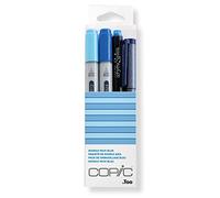 Copic Ciao Set « Doodle Pack Blue », set de 4 pièces avec 2 marqueurs Twin avec une pointe moyenne et une pointe Brush, y compris Multiliner et Glitter Pen