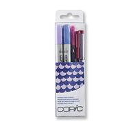 Copic Ciao Set « Doodle Pack Purple », Set de 4 pièces avec 2 marqueurs Twin avec une pointe moyenne et une pointe Brush, y compris Multiliner et Glitter Pen