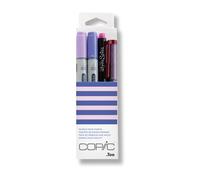 Copic Ciao Set Doodle Pack Purple, 4er Set mit 2 Twin Marker mit einer mittelbreiten und einer Brush-Spitze inkl. Multiliner und Glitter Pen