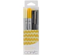 Copic Ciao Set « Doodle Pack Yellow », Set de 4 pièces avec 2 marqueurs Twin avec Une Pointe Moyenne et Une Pointe Brush, y Compris Multiliner et Glitter Pen