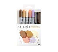 Copic Ciao Set « People Doodle Kit », set de 7 marqueurs Twin avec une pointe moyenne et une pointe Brush, y compris 2 Multiliner Gray et Brown 0,3 mm