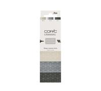COPIC Classic DESIGNER COLLECTION Set Deep volume tints, set de marqueurs avec 3 nuances de sable et de gris, marqueur Twin avec une pointe large et une pointe fine
