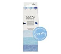 Copic Classic DESIGNER COLLECTION Set Skyline tints, Set de marqueurs avec 3 nuances de bleu, marqueur Twin avec une pointe large et une pointe fine