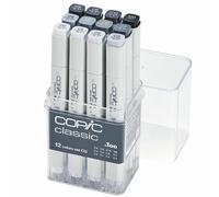 COPIC Classic double-face Marqueurs fins et biseautés 12pcs, gris Cool