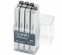 COPIC Classic Marqueur double face fin et biseauté 12pcs, gris Toner