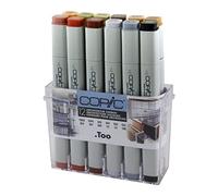 COPIC Classic Set « Couleurs Architecture », set de 12 pièces dans un présentoir acrylique, Twin Marker avec une pointe moyenne et une pointe fine