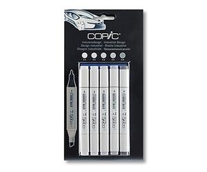 COPIC Classic Set « Design industriel », 5 marqueurs Twin avec une pointe moyenne et une pointe fine