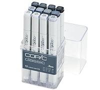 COPIC Marker Set de 12 marqueurs à encre à alcool permanente double pointe, pointe fine et large biseautée, rechargeable - Set Couleurs Portraits