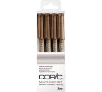Copic Multiliner Set, Brown, 4 Fineliner dans différentes épaisseurs de trait, stylos à dessin avec une pointe fine et une encre pigmentée résistante à l'eau
