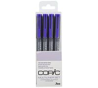 Copic Multiliner Set, Lavender, 4 Fineliners en différentes épaisseurs de trait, Stylos à dessin avec une pointe fine et une encre pigmentée résistante à l'eau