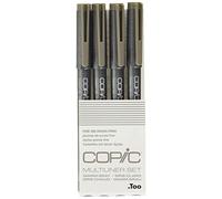 COPIC Multiliner Set, Warm Gray, 4 Fineliner dans différentes épaisseurs de trait, crayons à dessin avec une pointe fine et de l'encre pigmentée résistante à l'eau