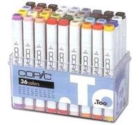 COPIC Marker Set de 36 marqueurs à encre à alcool permanente double pointe, pointe fine et large biseautée, rechargeable