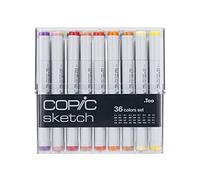 COPIC Sketch Set « 36 Colors », 36 pièces dans un présentoir acrylique, Twin Marker avec une pointe moyenne et une pointe brush