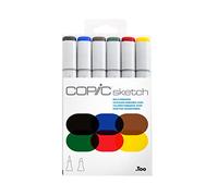 COPIC Sketch Set « Bold Primaries », 6 Twin Marker avec une pointe de largeur moyenne et une pointe de brosse