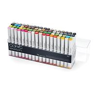 COPIC Sketch Set de 72 marqueurs à encre à alcool permanente double pointe, pointe pinceau ultra souple et large biseautée, rechargeable - Set C