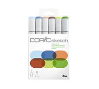 COPIC Sketch Set « Earth Essentials », 6 Twin Marker avec une pointe moyenne et une pointe brosse