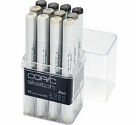 Copic Sketch Set Marqueur graphique - Gris chaud - Rechargeable avec Copic Ink - 12pcs