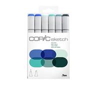 COPIC Sketch Set « Sea & Sky », 6 Twin Marker avec une pointe de largeur moyenne et une pointe Brush