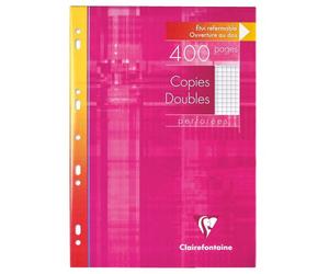 Copies doubles 400 pages petits carreaux format A4 21 x 29,7 cm Metric Clairefontaine - perforées