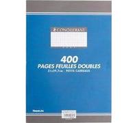 Conquerant Copies doubles A4 non perforées Petits carreaux 5 mm 400 pages sous film blanches