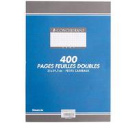 Conquerant Copies doubles A4 non perforées Petits carreaux 5 mm 400 pages sous film blanches