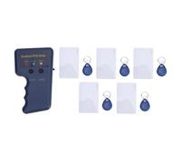 Copieur Fob, Lecteur de Copieur RFID Portable 125 Khz, Duplicateur de Carte d'identité Portable EM4100 + 5 Cartes Blanches + 5 Porte-clés Inscriptibles