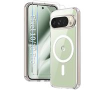 COPIKE Coque Magnétique pour Google Pixel 10/10 Pro avec 2 Verres Trempés, Étui Aimantée MagSafe [Anti-Jaune et Antichoc] Anti-Rayures Dos PC et Bumper TPU, Transparente