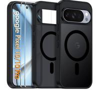 COPIKE Coque Magnétique pour Google Pixel 10/10 Pro et 2 Pièces Verre Trempé, Étui Arrière Translucide Givrée Mince Antichoc Anti-Empreintes Digitales Housse, Noir Mat