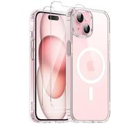 COPIKE Coque Magnétique pour iPhone 15 et 2 Verres Trempés, Compatible avec MagSafe, Étui Aimantée [Anti-Jaune et Antichoc] Anti-Rayures Dos PC et Bumper TPU, Transparente