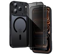 COPIKE Coque Magnétique pour iPhone 17 Pro Max et 2 Pièces Anti-Espion Verre Trempé, Compatible avec MagSafe, Étui Arrière Translucide Givrée Mince Antichoc Anti-Empreintes Digitales Housse, Noir Mat