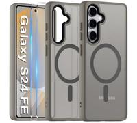 COPIKE Coque Magnétique pour Samsung Galaxy S24 FE 5G et 2 Pièces Verre Trempé, Étui Arrière Translucide Givrée Mince Antichoc Anti-Empreintes Digitales Housse, Mat Gris