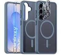 COPIKE Coque Magnétique pour Samsung Galaxy S25 avec 2 Pièces Verre Trempé et 2 Caméra Protecteur, Étui Arrière Translucide Givrée Mince Antichoc Anti-Empreintes Digitales Housse, Gris Mat