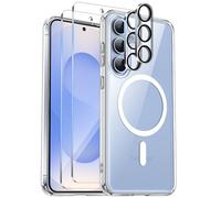 COPIKE Coque Magnétique pour Samsung Galaxy S25 avec 2 Verres Trempés et 2 Caméra Protecteur, Étui Aimantée MagSafe [Anti-Jaune et Antichoc] Anti-Rayures Dos PC et Bumper TPU, Transparente