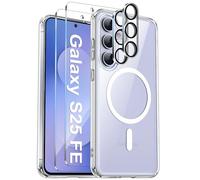COPIKE Coque Magnétique pour Samsung Galaxy S25 FE 5G avec 2 Verres Trempés et 2 Caméra Protecteur, Étui Aimantée MagSafe [Anti-Jaune et Antichoc] Anti-Rayures Dos PC et Bumper TPU, Transparente